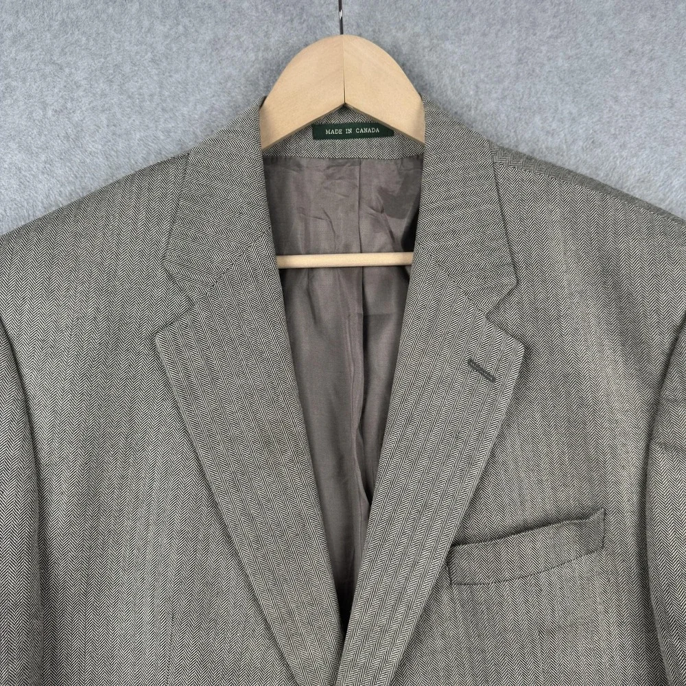 Lauren Ralph Lauren Blazer Mens 42R Brown Herringbone Silk Wool Sport Coat